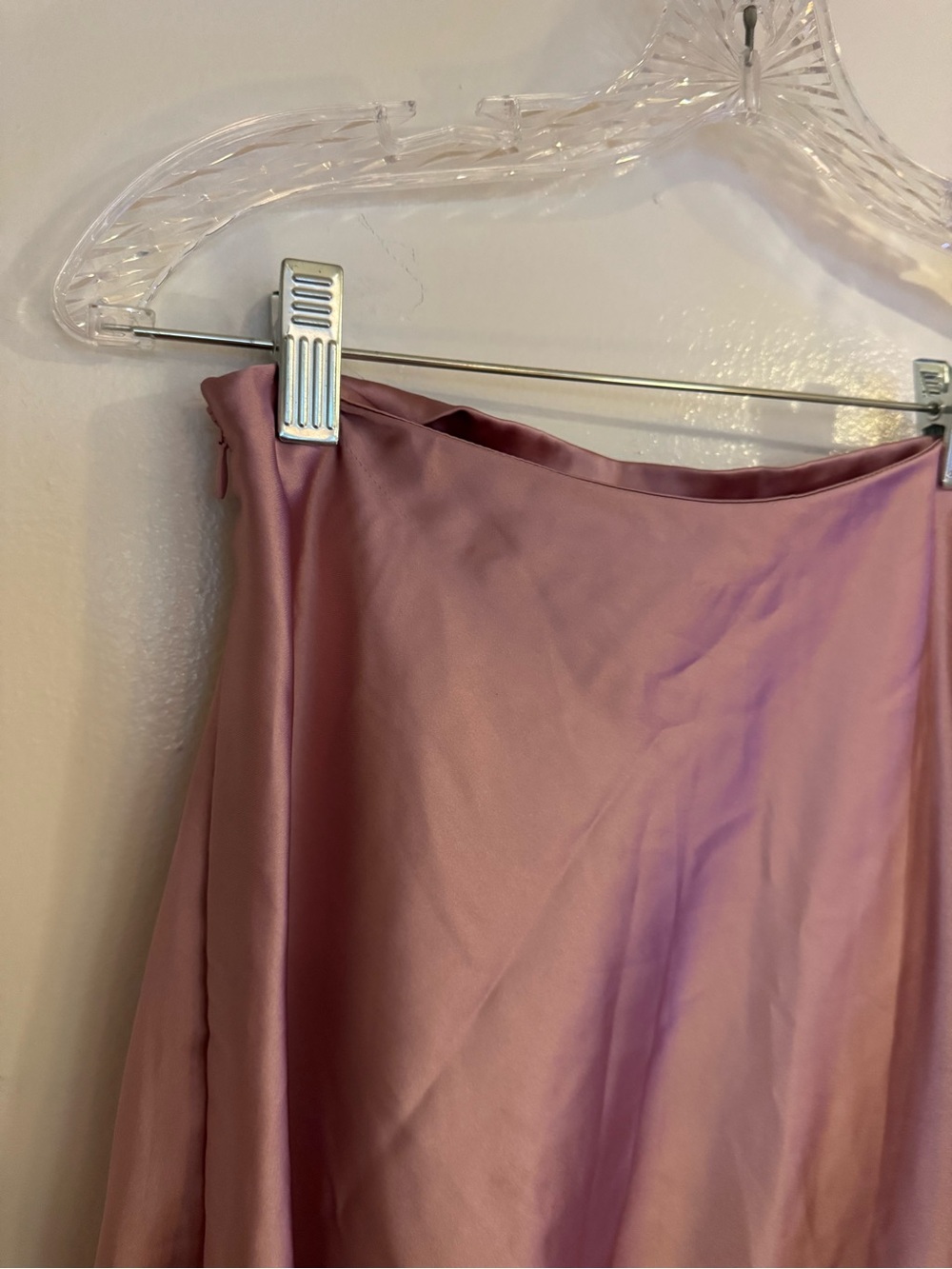 Women's Pink Satin A-Line Skirt